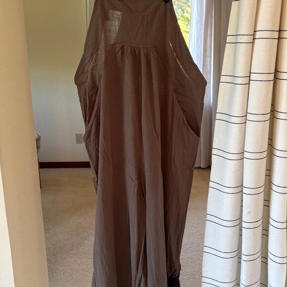 Stylish Brown Wide Leg Jumpsuit with Black Trim - Picture 2 of 3